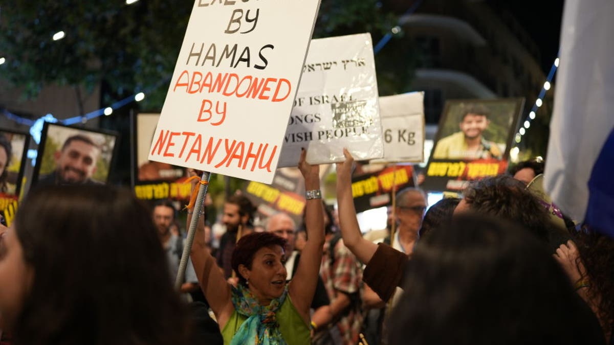 Israelis rally to demand their government agree to a hostage deal on Sept. 5.