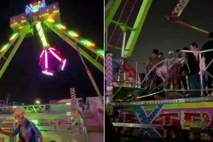 10 injured after cars on giant pendulum ride break apart midair, horrifying video shows