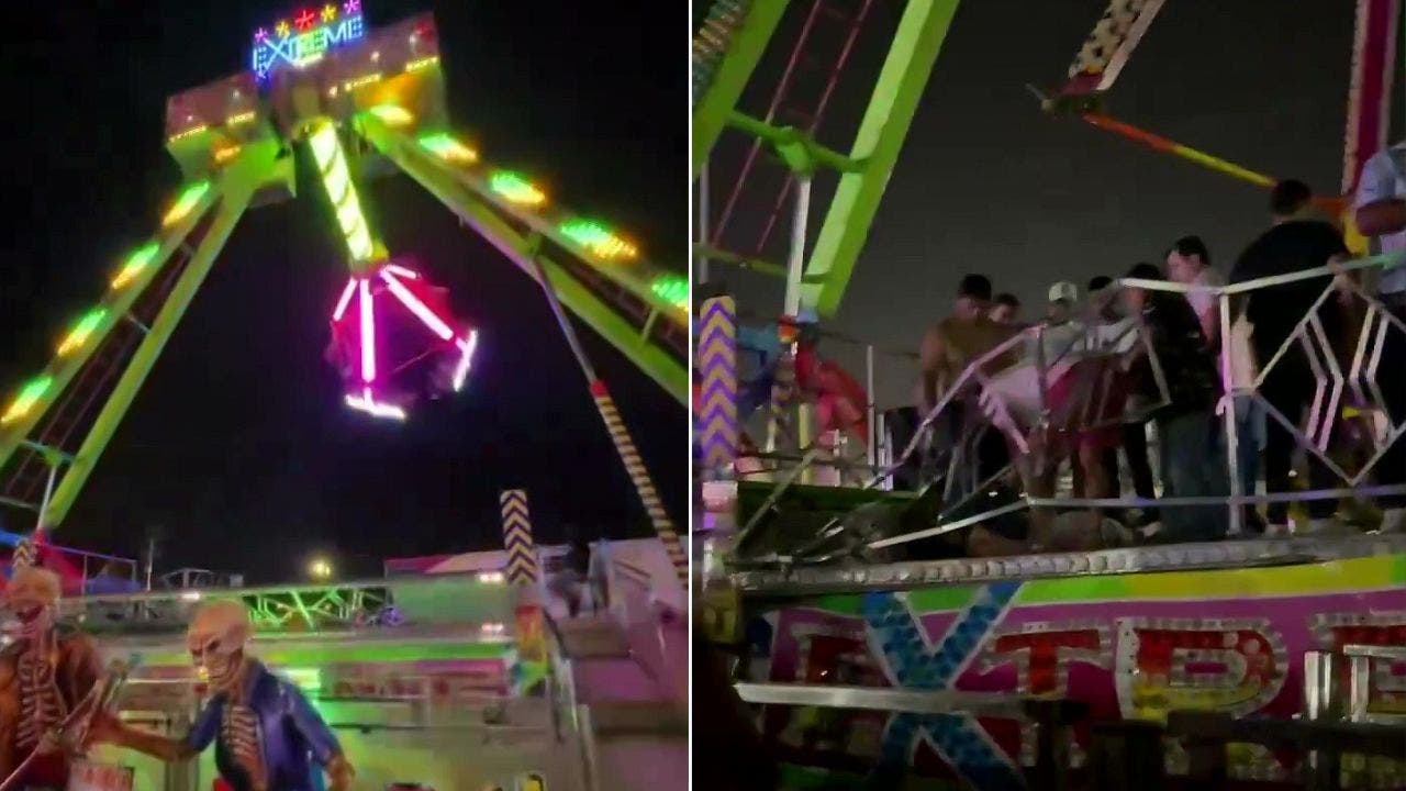 10 injured after cars on giant pendulum ride break apart midair, horrifying video shows