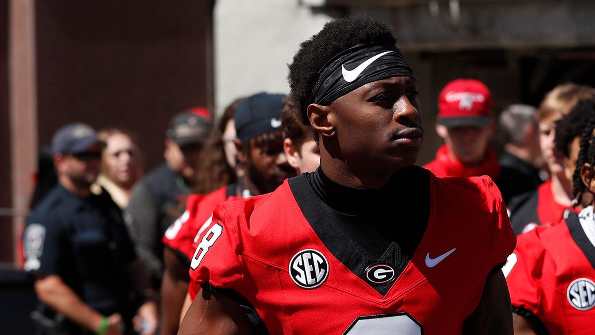 Colbie Young arrives before a Georgia football game