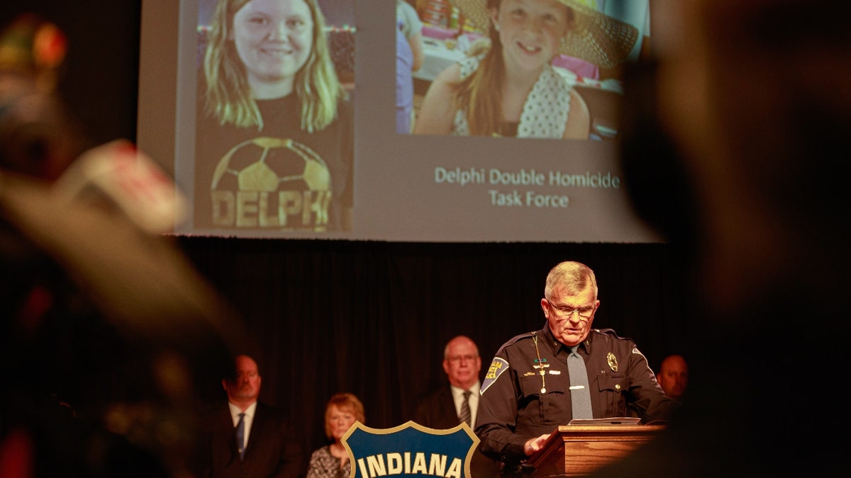 Indiana State Police Superintendent Doug Carter speaks during a press conference after they arrested Richard Allen due to the 2017 murder of the two eighth-graders in Delphi. 