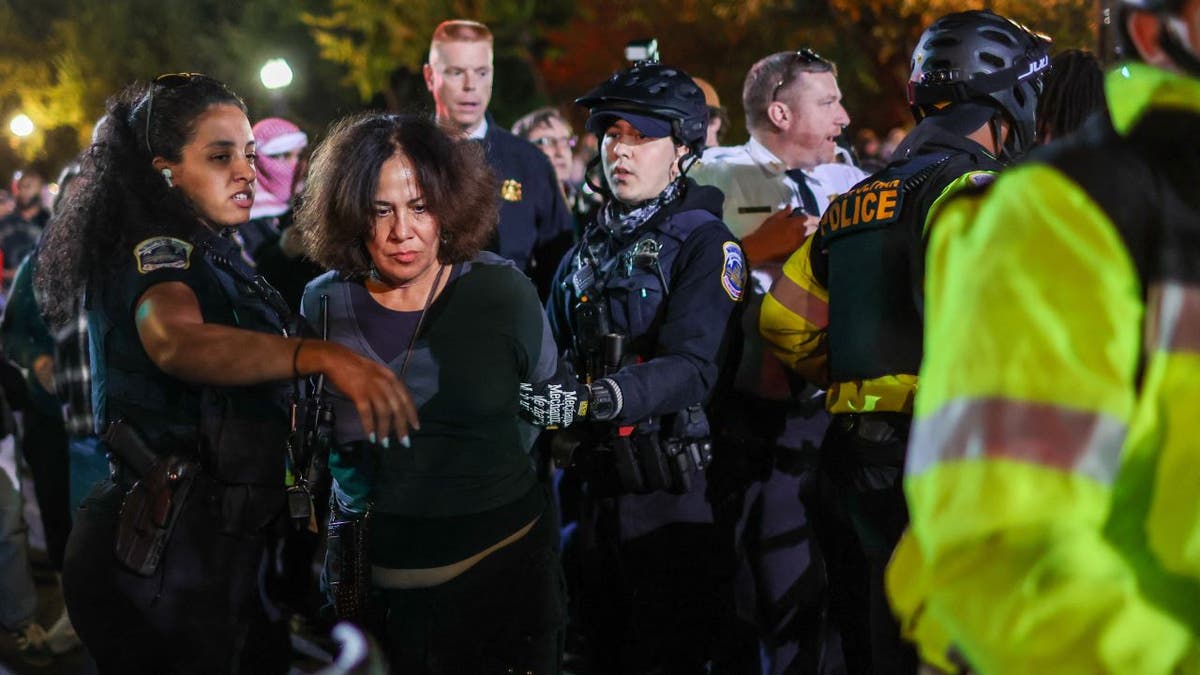 Protester being arrested