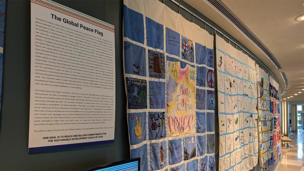 Global Peace Flag art display at UN in NYC