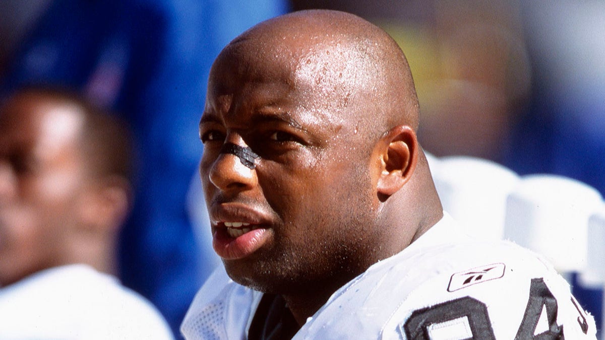 Dana Stubblefield with the Raiders