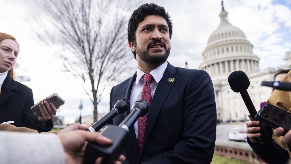 Rep. Greg Casar, D-Texas, speaks after a news conference