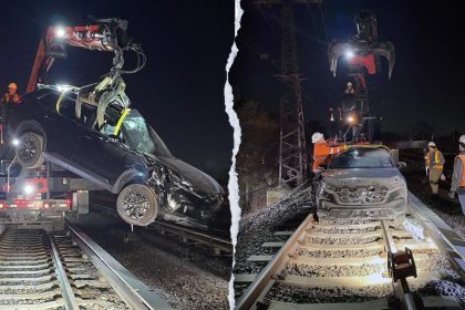 SUV driver’s joyride on New York railroad tracks ends in fiery wreck: police