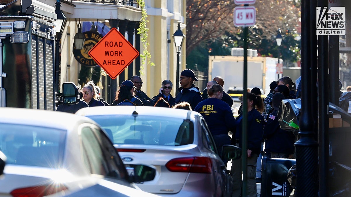 Police investigate a crime scene on Bourbon Street in New Orleans, Louisiana