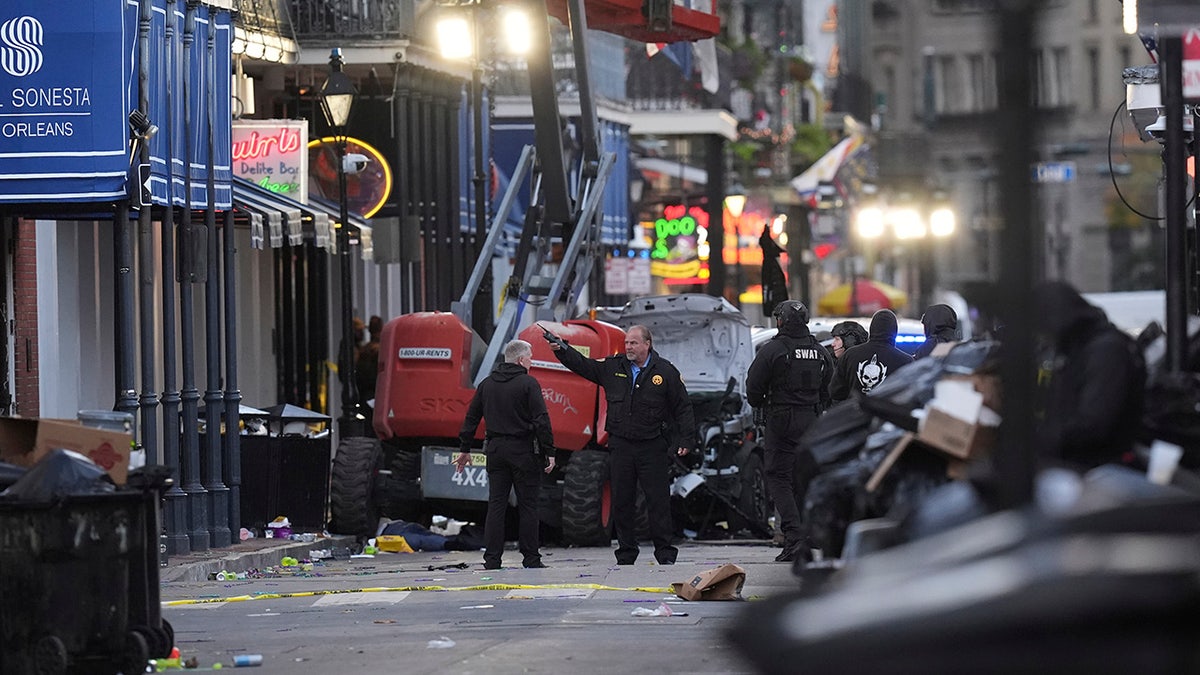 Emergency services attend the scene on Bourbon Street