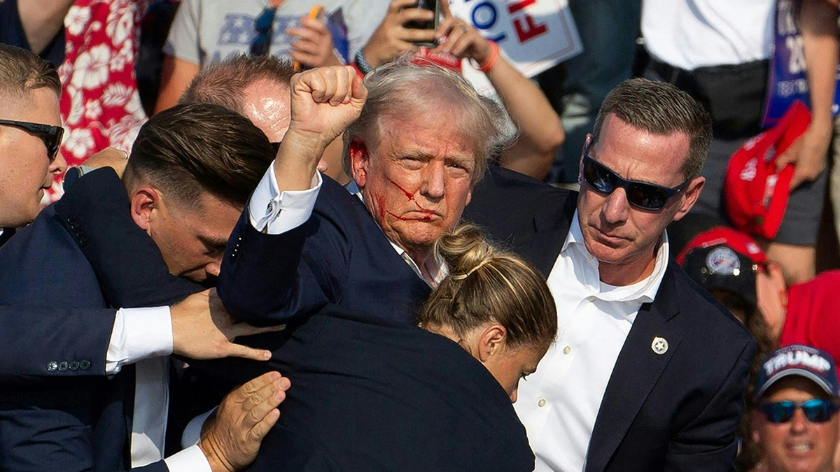 Trump raising fist after his assassination attempt