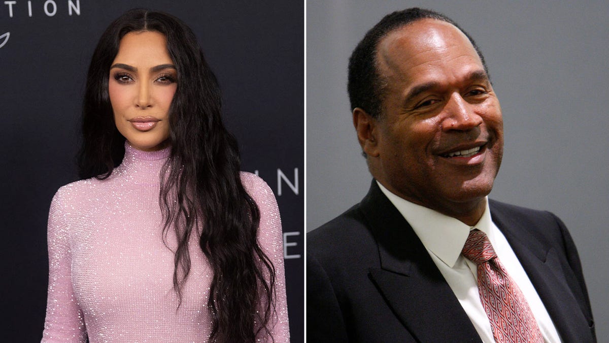 Side by side photos of Kim Kardashian and OJ Simpson