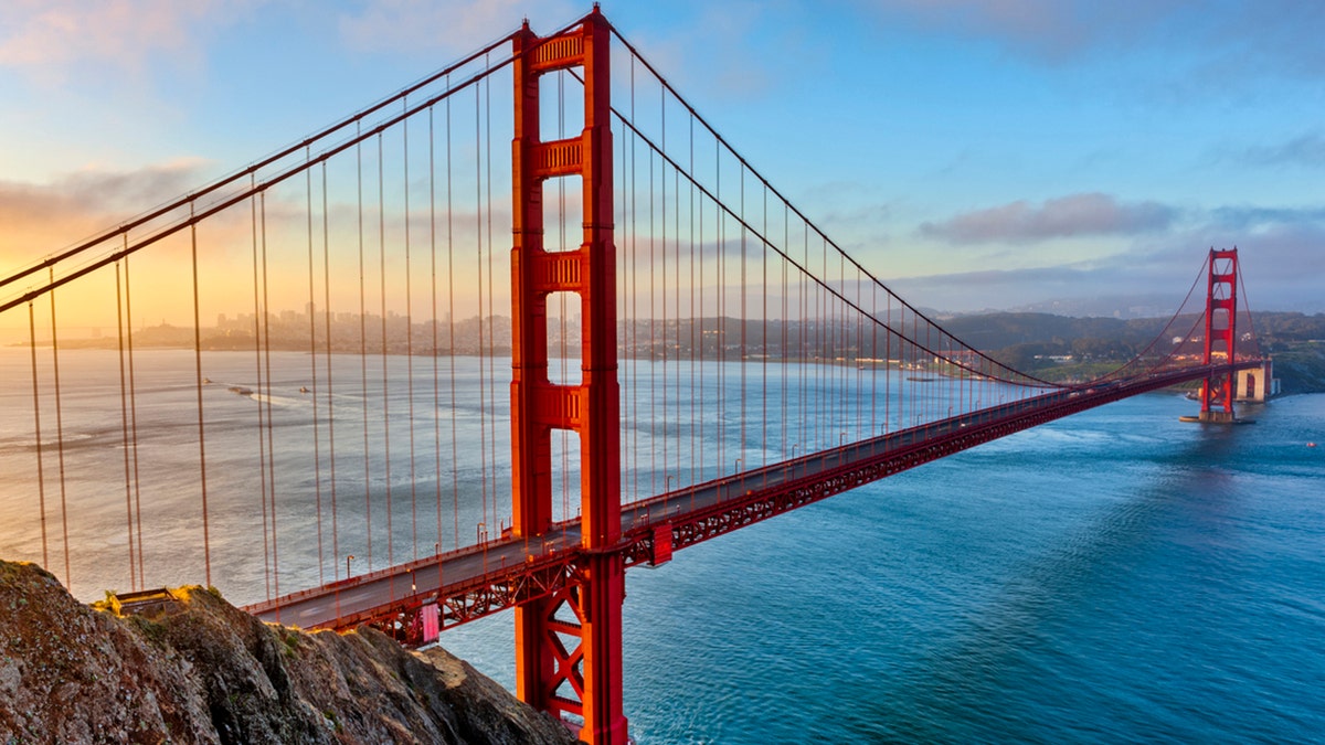 San Francisco Bay Bridge during sunset