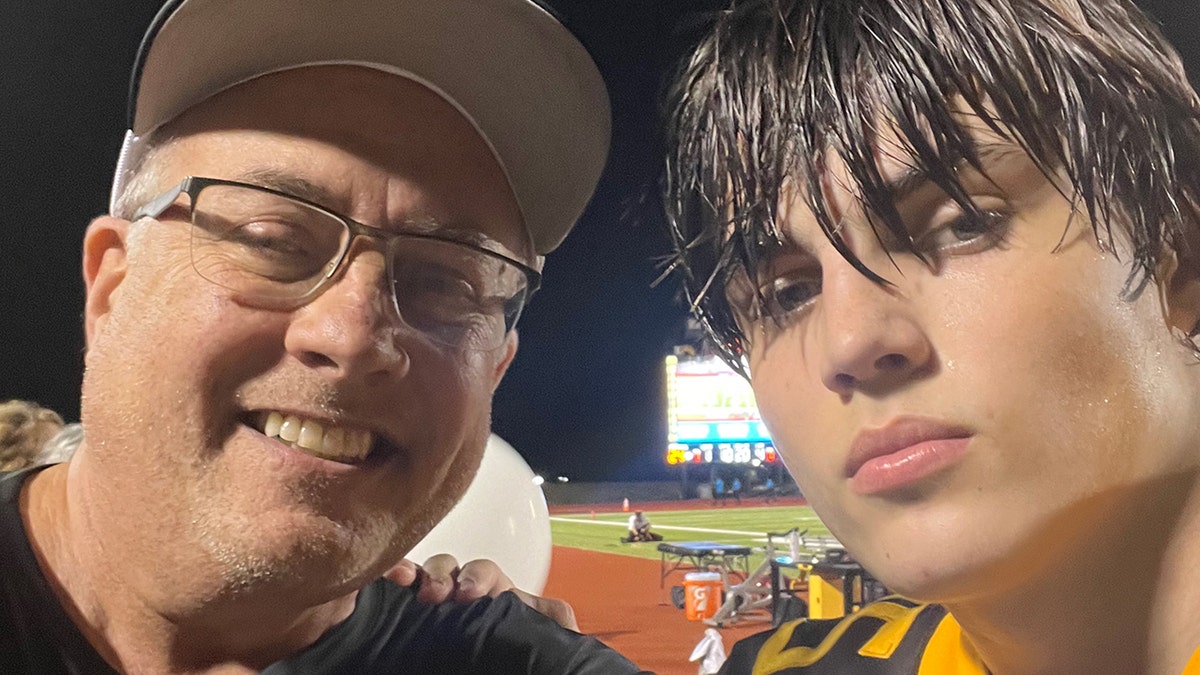 Jeff Metcalf with his son, Austin Metcalf, selfie photo
