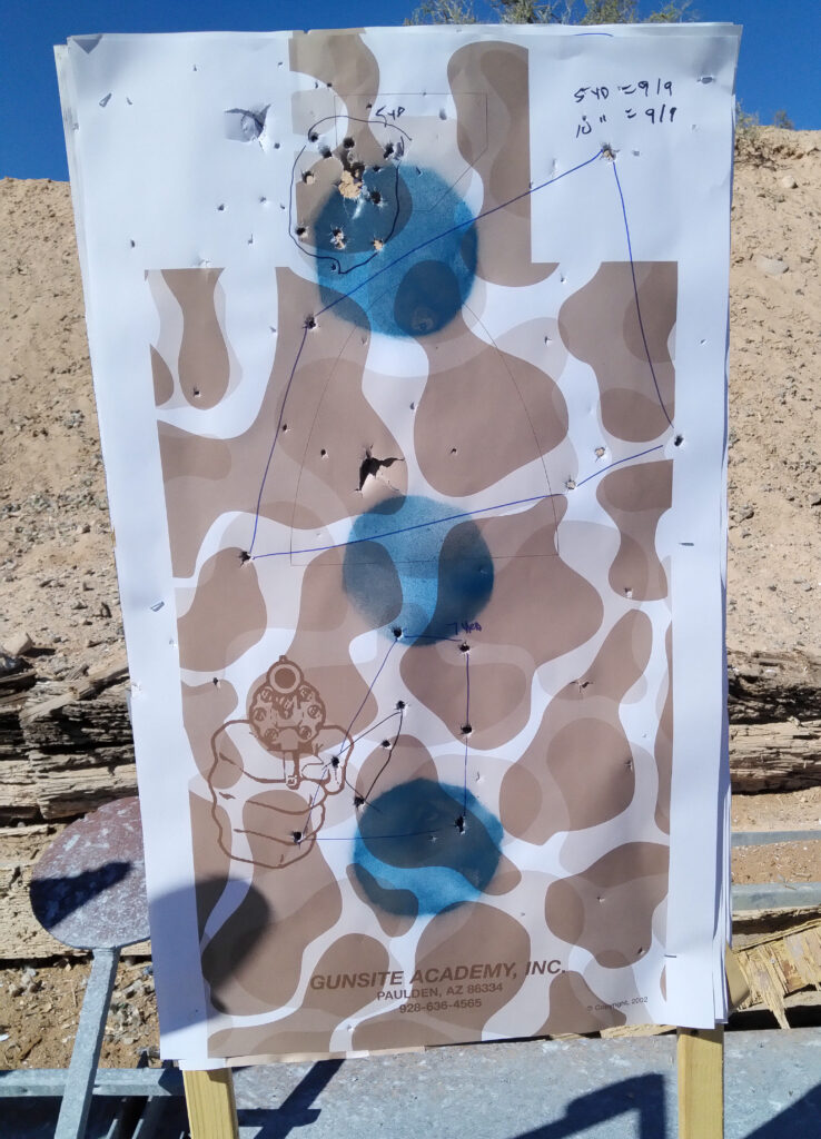 The Aftershock isn’t a long-range firearm, but at close range delivers its payload fairly accurately. At 10 yards it landed 9 out of 9 Hornady Critical Defense 00 buckshot on target, with 8 in center mass. At 5 yards—the head shot—is devastating.