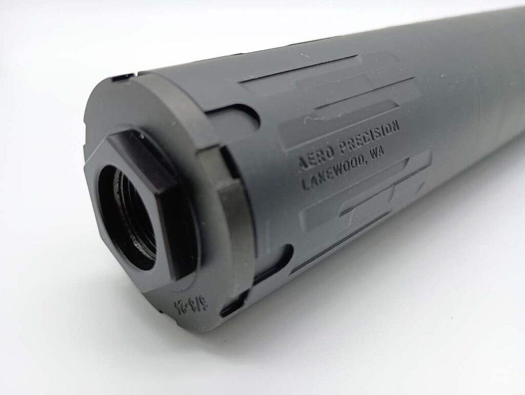 The end cap is threaded 13⁄8x24, or “HUB”, in turn, it is compatible with a number of muzzle devices on the market making QD compatibility painless.