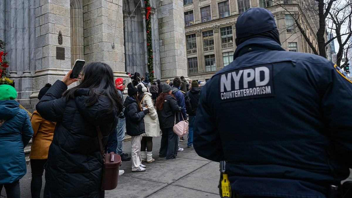 NYPD Counterterrorism officers stand outside St. Patrick's Cathedral