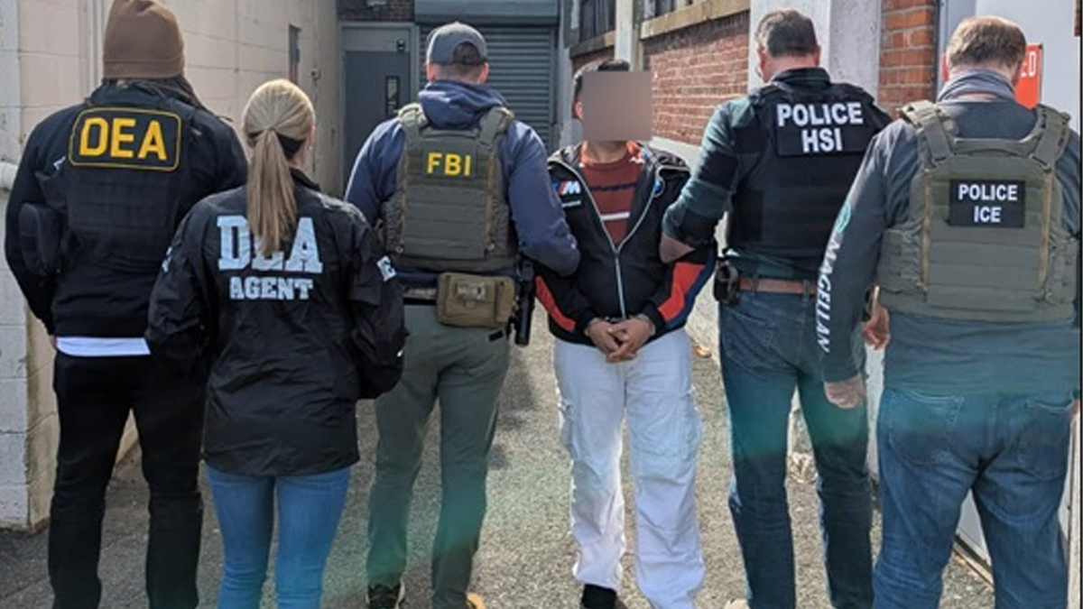 fbi ice dea agencies on the backs of law enforcement officers after they arrest a turkish murder suspect