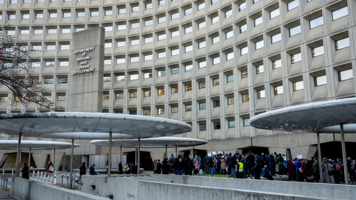 Demonstrators outside HUD