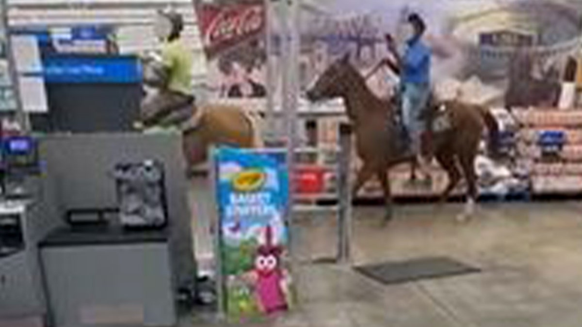 Two on horses in Walmart