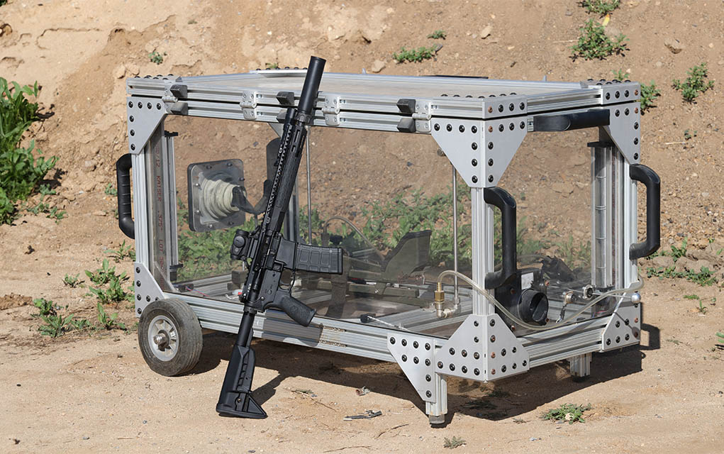 suppressor back pressure test chamber