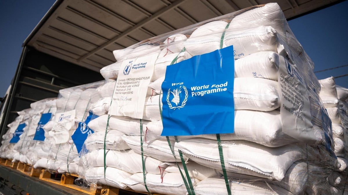 World Food Programme (WFP) aid at the Erez west crossing on the Israel-Gaza border.