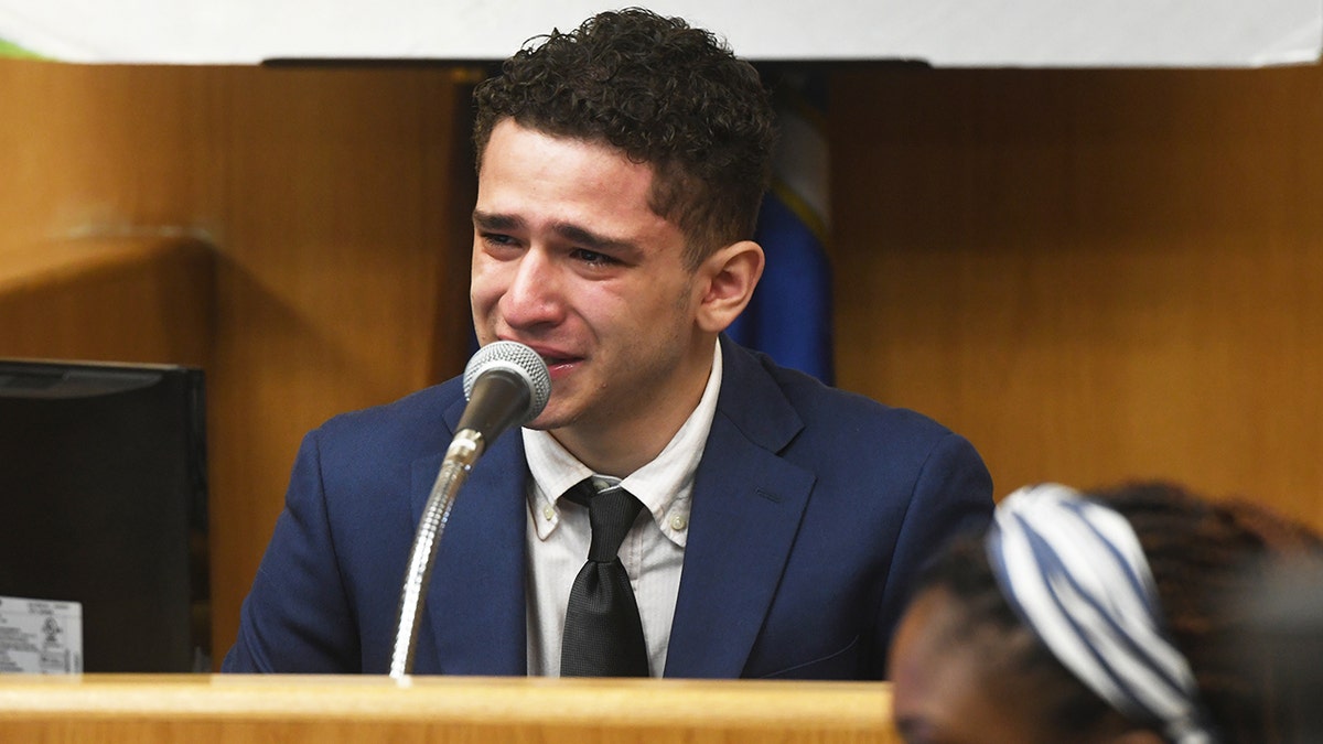 Raul Valle speaks during his second day of testimony at his murder trial in state Superior Court, in Milford, Conn. July 1, 2025. (Ned Gerard/Connecticut Post via Getty Images)