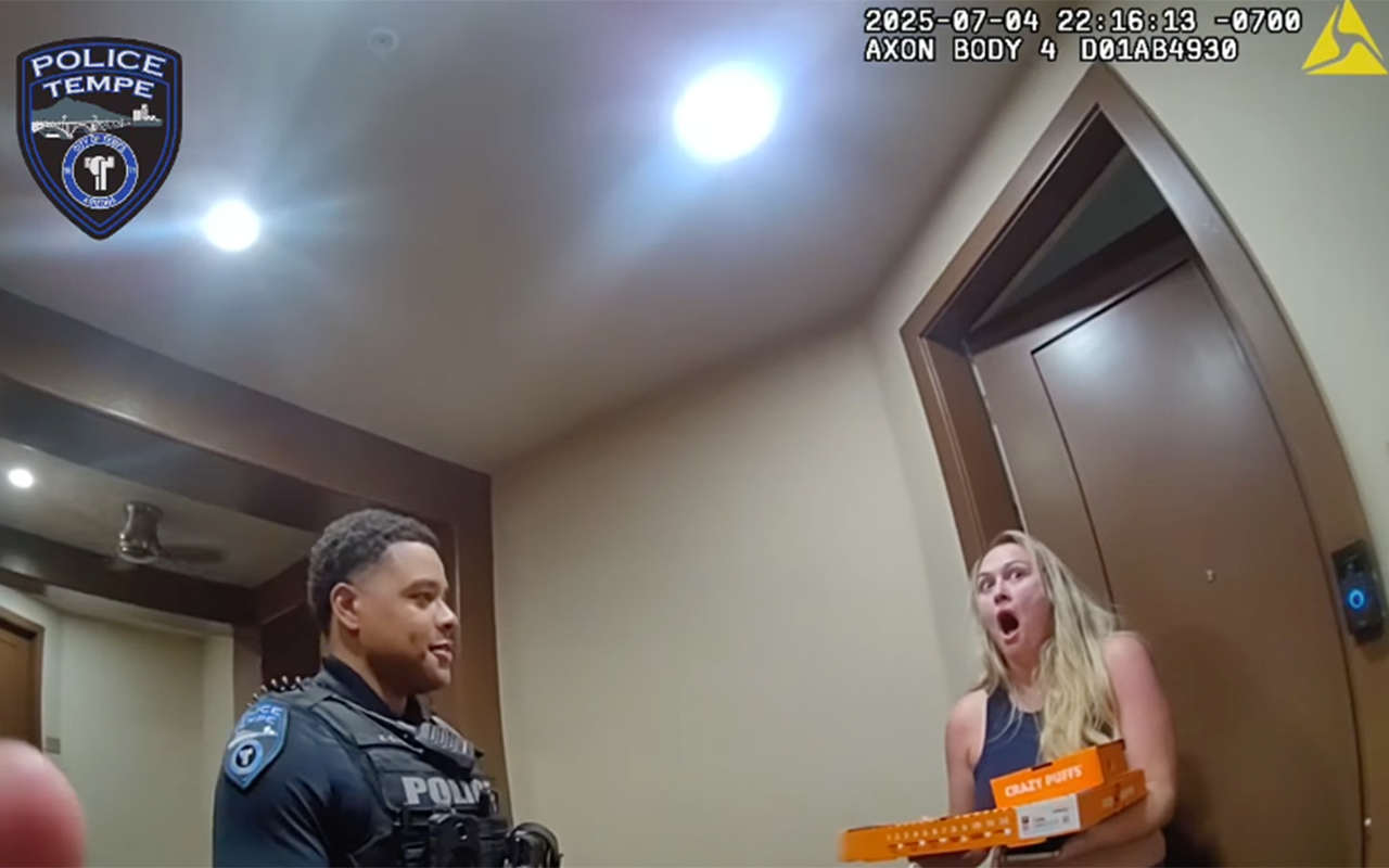 Officers’ unexpected pizza delivery goes viral after holiday traffic stop arrest