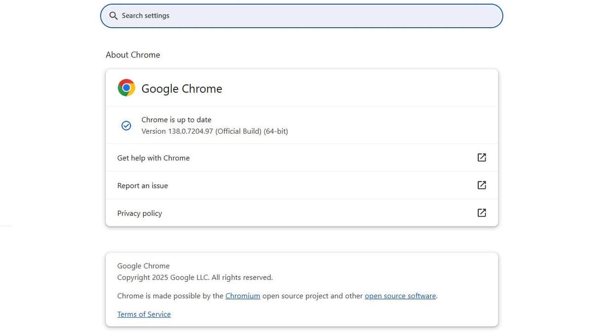 Chrome settings