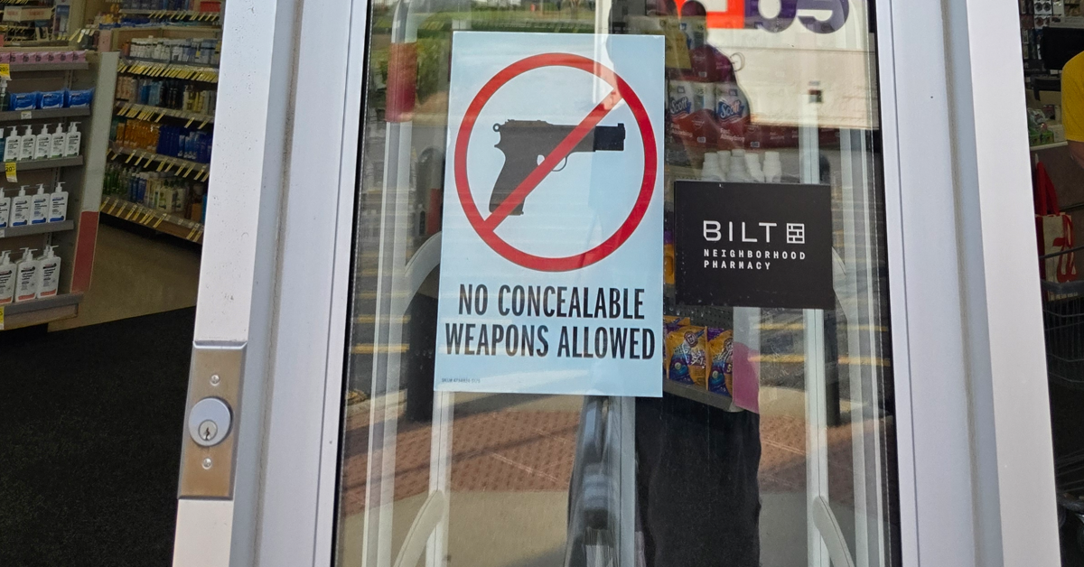 Spotted: No Concealable Firearms Sign At Local Walgreens