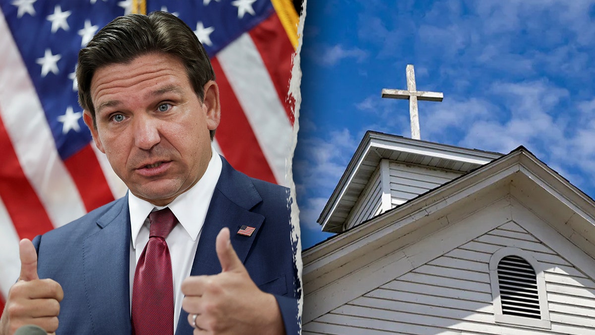 Ron DeSantis pictured next to house of worship