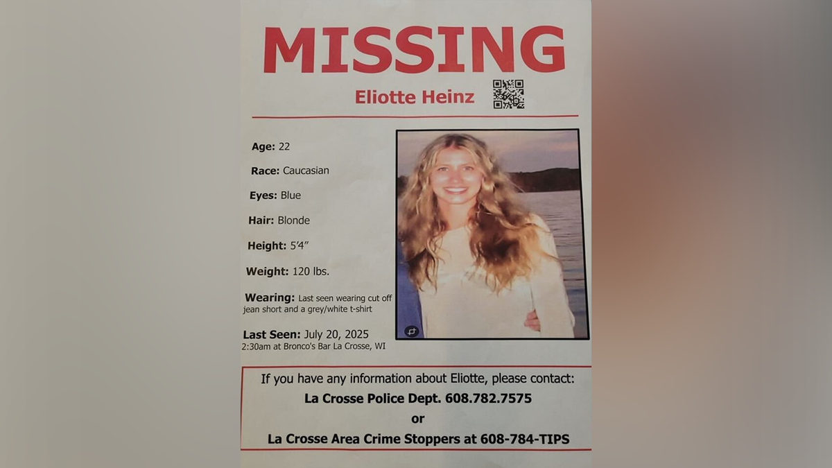 Eliotte Heinz remains missing after disappearing in La Crosse, Wisconsin.