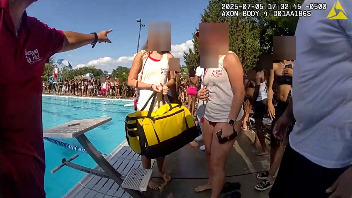 Body camera footage shows a teenage flash mob at an Illinois pool