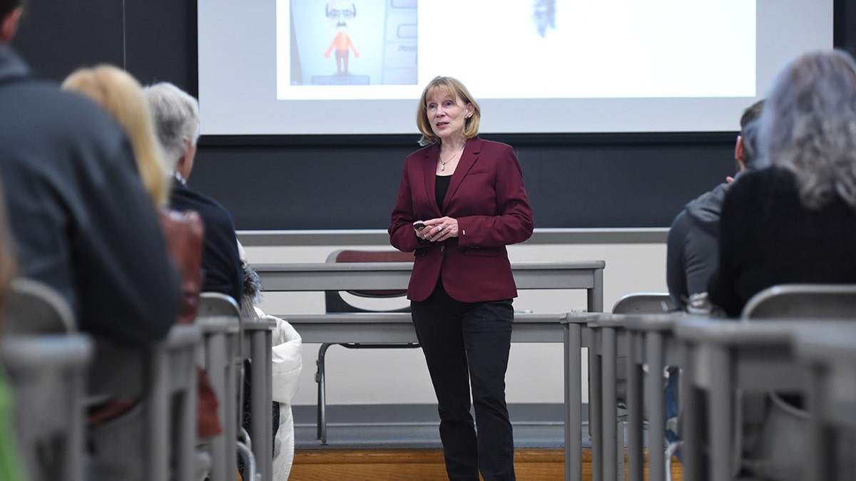 Dr. Katherine Ramsland teaching a class.