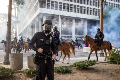 LA officials charge over 40 anti-ICE protesters who allegedly assaulted officers, horses and threatened child