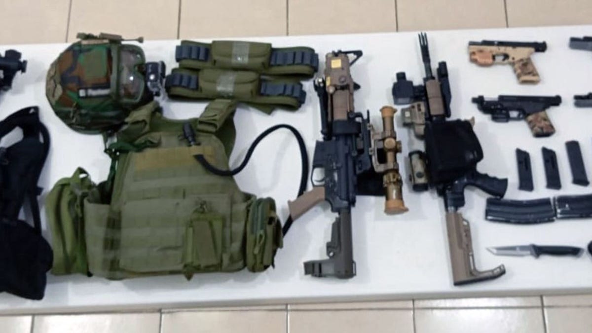 Images of weapons and ammunition. 