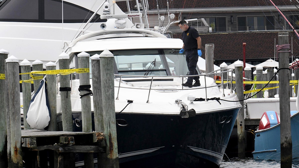 Law enforcement on the bow of the yacht