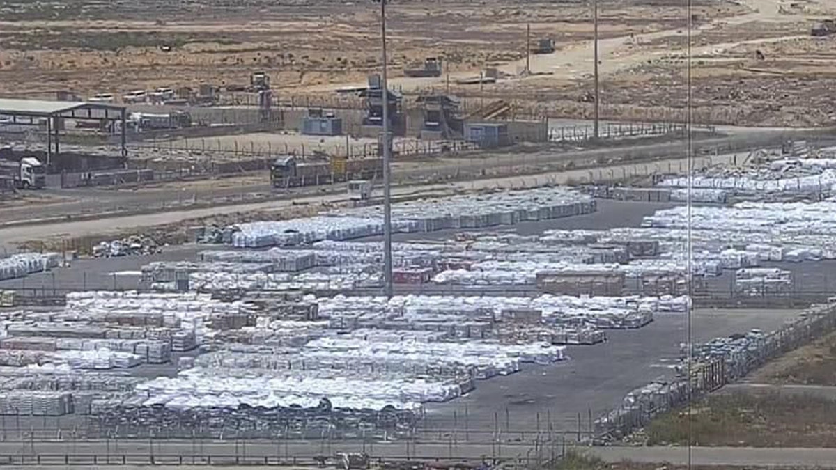 Pallets of humanitarian aid