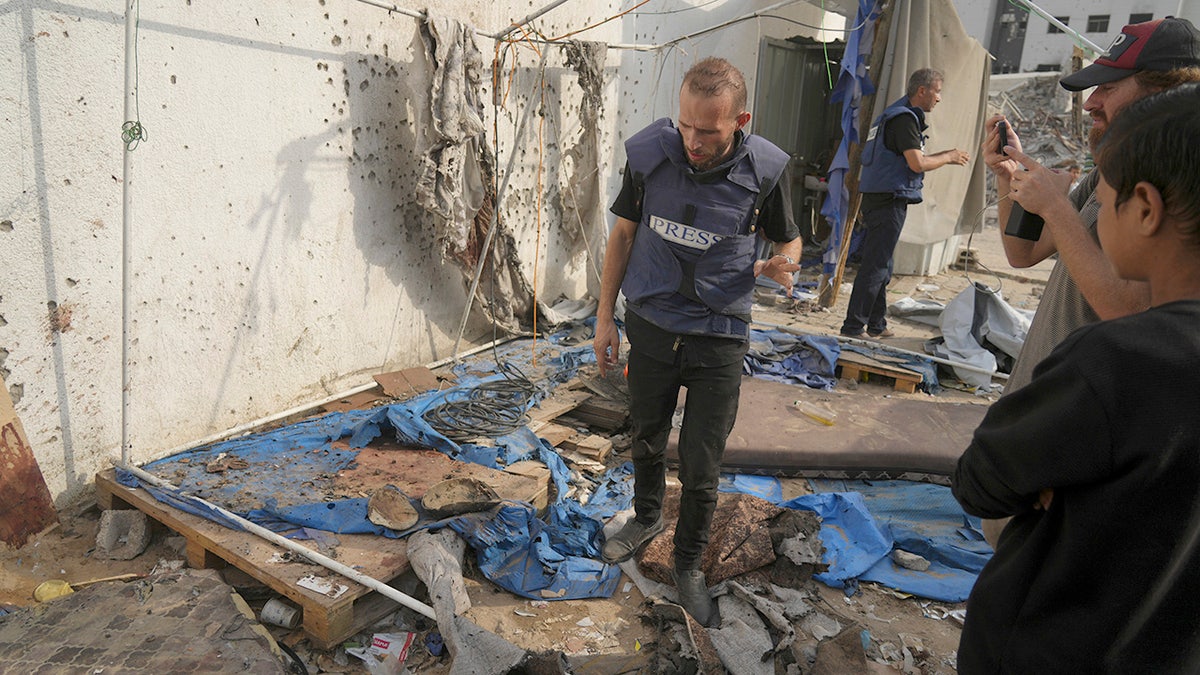 Tent were journalists were killed in Gaza City