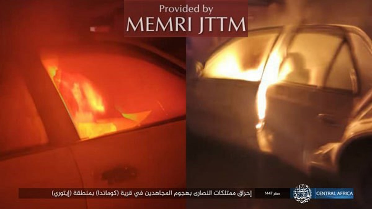 Vehicles on fire in Mozambique ISIS attack