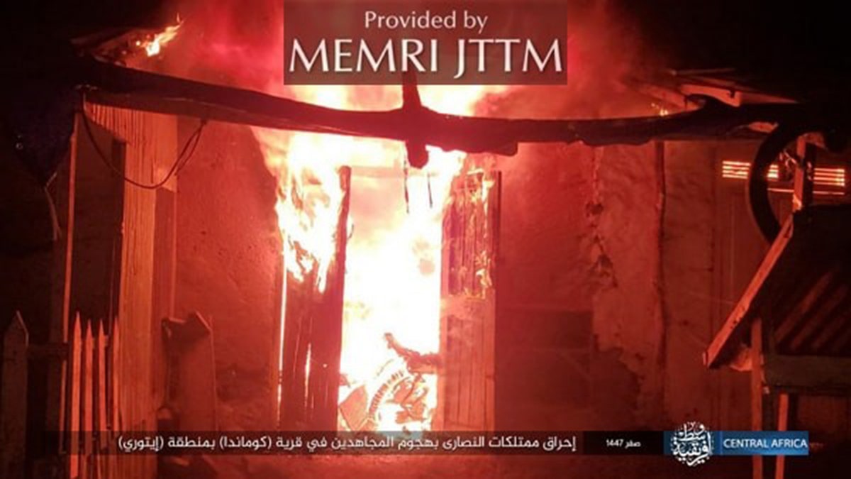 Structures burned in Mozambique ISIS attacks.