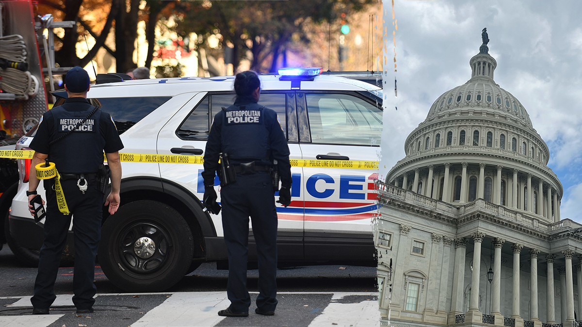 DC's metropolitan police, left; Capitol, right
