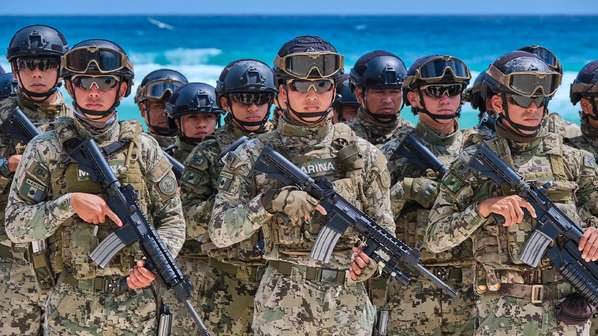 Military in Mexico on a beach