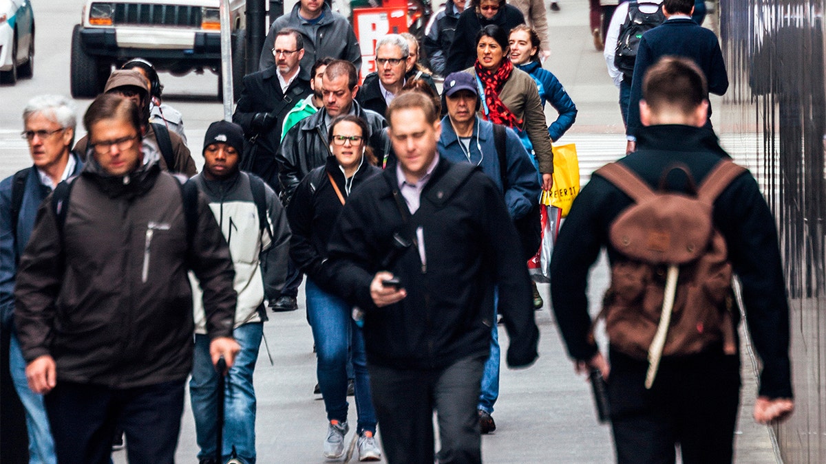 Chicago's river north while people are walking