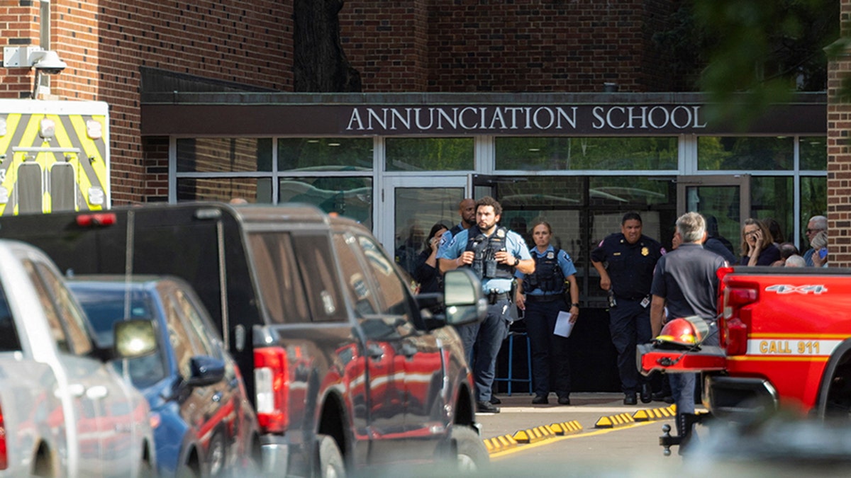 Police on the scene after a school shooting in Minneapolis.