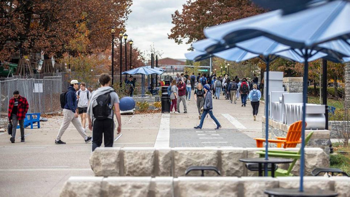 University of Kentucky campus, students walking