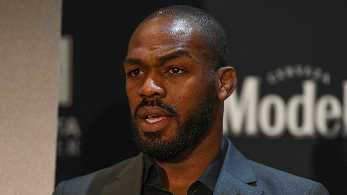 Jon Jones speaks with the media