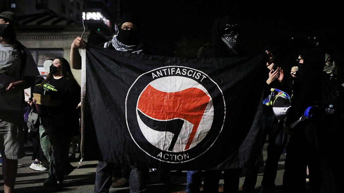 Antifa protesters in Boston at a Charlie Kirk vigil.
