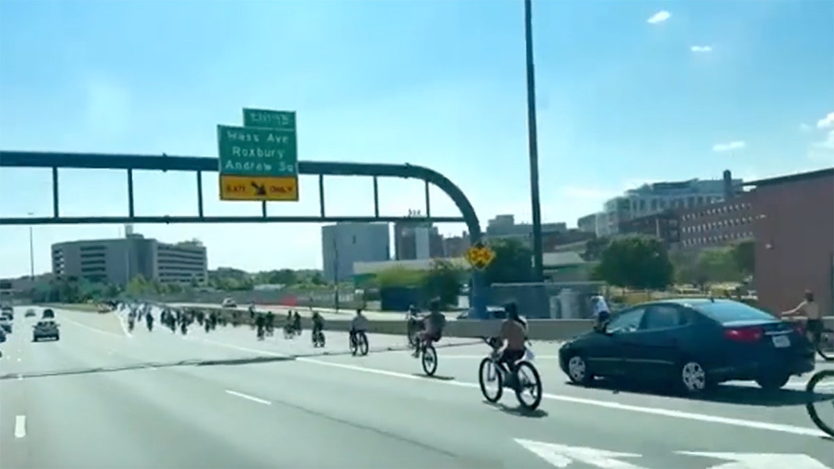 Bikers on a Boston highway