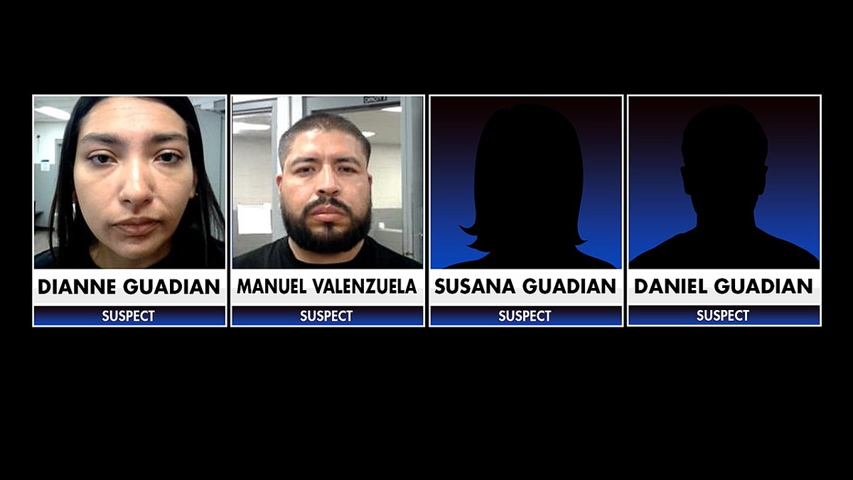 A graphic of four suspects charged with smuggling