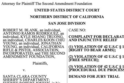 Gun Rights Groups Sue Santa Clara Over ,000 CCW Costs and Mandatory Psych Exams