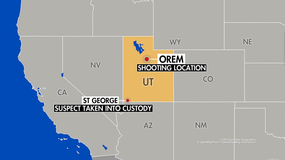 Map of Orem and St. George, UT.